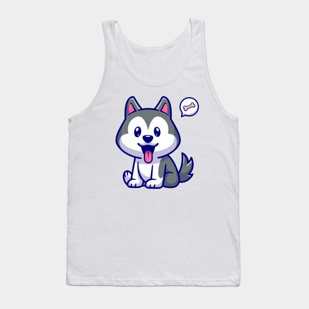 Cute Husky Dog Sitting Cartoon Tank Top by Catalyst Labs